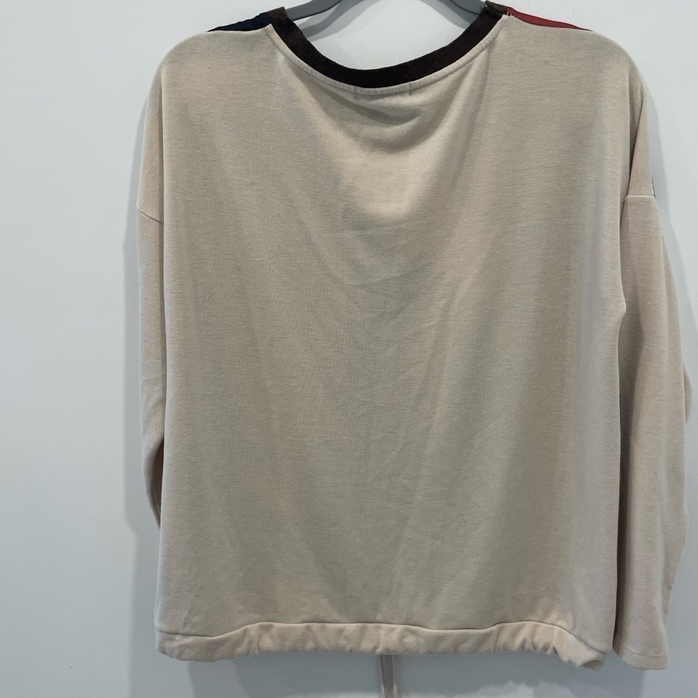 Tinta Top Size Med Brown Cream Orange Color Pullover Drawstring Waist Very Soft - Picture 3 of 4